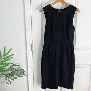 J. Crew Casey Dress in Wool Crepe Black Sleeveless Modest Workwear Office